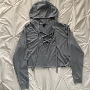 Crisscross cropped hoodie